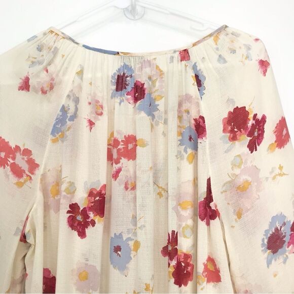 Lucky Brand Major Floral Cream Boho Peasant Festival Blouse - Picture 10 of 16